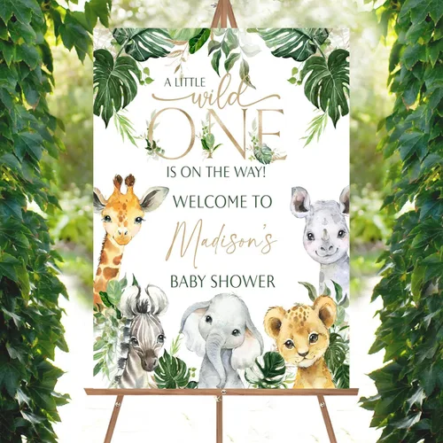 Vista 18 de Letrero personalizado de flores silvestres para baby shower, letrero de bienvenida para baby shower, decoración de fiesta de plástico con estacas