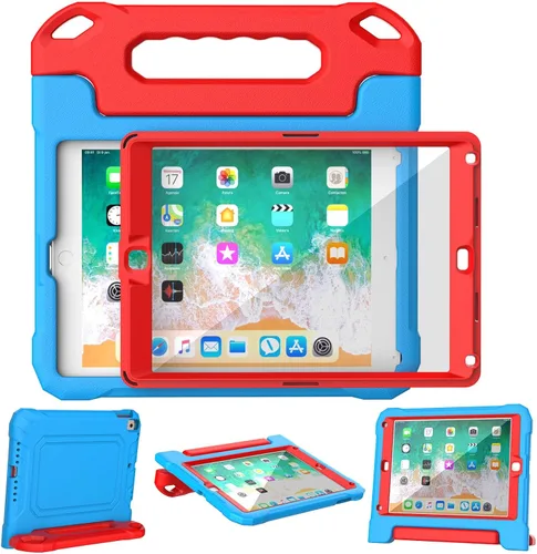 Vista 10 de YIHE - Funda infantil para iPad de 9.7 pulgadas con protector de pantalla, mango a prueba de golpes, funda convertible con soporte para iPad 9.7