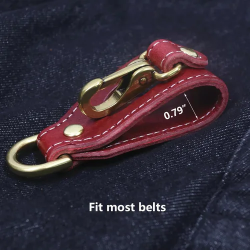 Vista 4 de Clip para llaves de cintura de cuero de grano superior hecho a mano para hombres