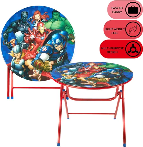 Vista 4 de Marvel Avengers - Juego de mesa y silla redonda plegable de 3 piezas, a partir de 3 años