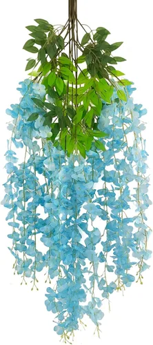 Vista 36 de Paquete de 5 guirnaldas de flores colgantes de glicina rosa, enredaderas de flores artificiales de 3.77 pies, glicinia falsa, guirnalda colgante