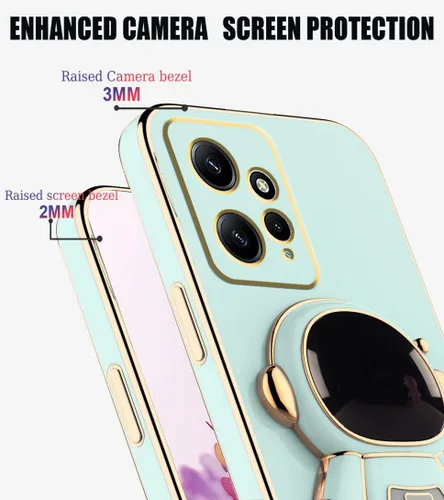 Vista 3 de Compatible con Redmi Note 12 4G Funda con chapado creativo de astronauta de dibujos animados rosa, para Redmi Note 12 4G, funda de teléfono