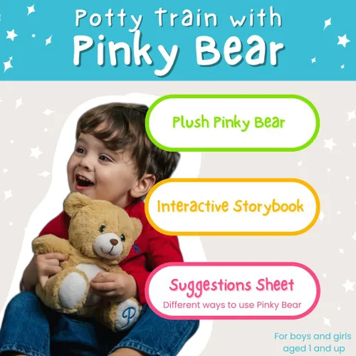 Vista 5 de Tren para ir al baño con oso meñique, oso de entrenamiento para ir al baño con bolsillo de premio/bolsa y libro de tablero para niños, herramienta