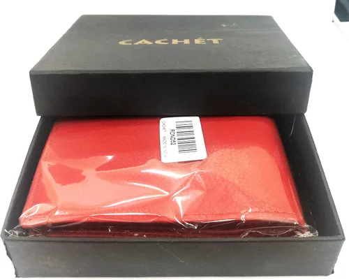 Vista 6 de Billetera de piel auténtica para hombre, color rojo
