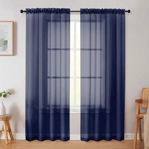 Vista 158 de 2 paneles de cortinas traslúcidas blancas para dormitorio, sala de estar, 96 pulgadas de largo, modernas, suaves, ligeras, con bolsillo para barra