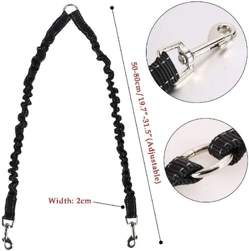 Vista 5 de 2 Correa para perros sin enredos Acoplador doble para perros para caminar y entrenar para perros pequeños y medianos (negro)