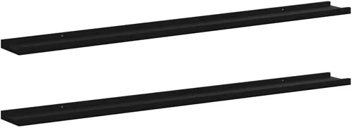 Vista 42 de Black Floating Shelves Set of 4, Wall Mounted MDF Shelves with Matte Finish for Living Room, Bedroom Decor Display