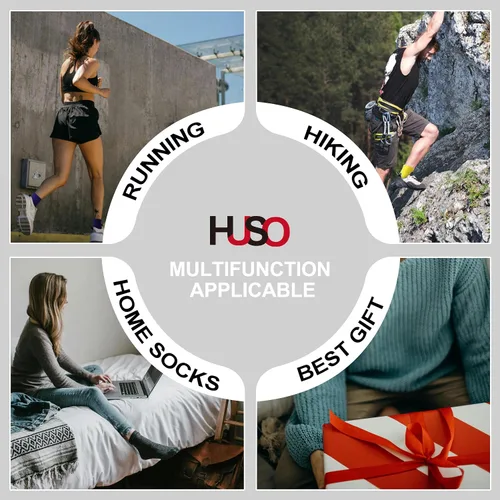 Vista 6 de HUSO Performance - Calcetines deportivos de compresión para hombre y mujer, 1,2,3,4,6 pares