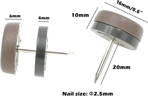 Vista 2 de ALIMITOPIA 40 piezas de almohadillas deslizantes para muebles, de nylon engrosado, con clavo, para patas de madera de sillas, mesas y sofás