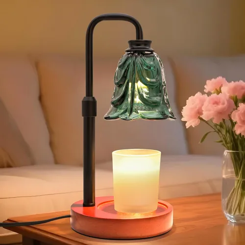 Vista 21 de XJZJY Lámpara calentadora de velas con regulador de temporizador, altura ajustable, calentador de cera de tulipán marrón, regalo de cumpleaños