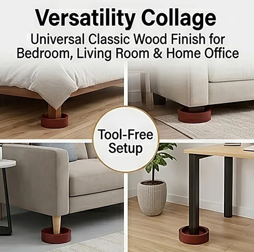 Vista 4 de Lufia Elevadores de madera de pino maciza de 1, 2 o 2.6 pulgadas, elevadores de muebles duraderos para camas, sofás, escritorios, diseño elegante