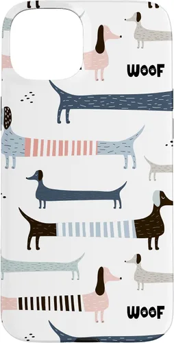 Vista 9 de Dachshund Weenie Weiner Dog - Carcasa para iPhone 17, diseño azul, rosa y blanco