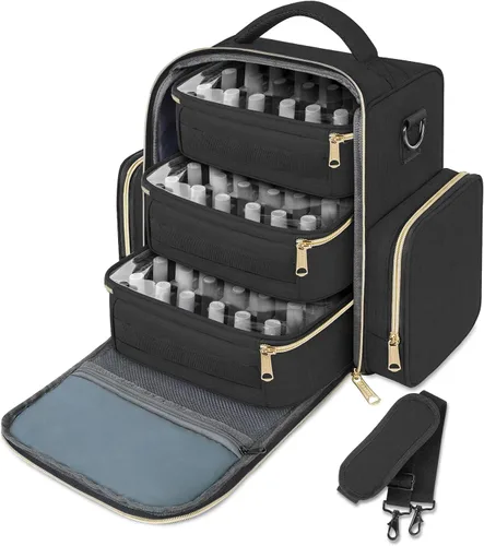 Vista 13 de YOREPEK XL - Estuche organizador de esmalte de uñas para 96 a 100 botellas Rosa-96bottles
