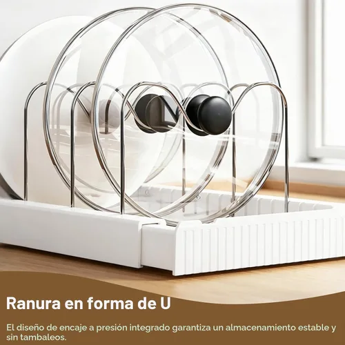 Vista 5 de Paquete de 3 estantes organizadores para ollas y sartenes, estante