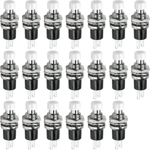 Vista 19 de Ampper Mini interruptores momentáneos de botón, 2 pines de encendido y apagado 1A, 250 V, CA, 0.276 in, redondo, SPST, interruptor de botón Negro