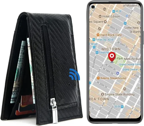 Vista 9 de Billetera rastreable para hombre, antipérdida, Bluetooth, rastreador y buscador, tarjeta de crédito (rojo-1)