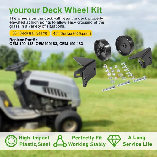 Vista 2 de OEM-190-183 Kit de rueda de cubierta para MTD Lawn Tractor 38 pulgadas y 42 pulgadas cubiertas 2009 y anteriores