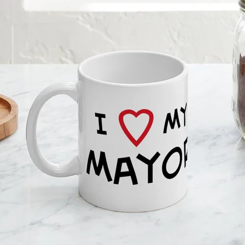 Vista 4 de CafePress I Love Mayor Mug Taza de café de cerámica de 11 oz (11.0 fl oz)
