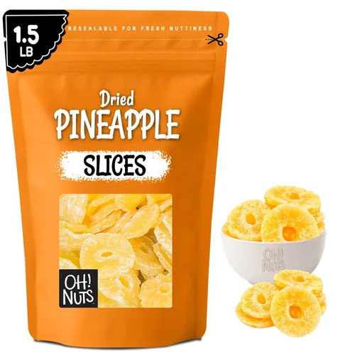Vista 12 de Oh! Nuts Trozos de piña seca - Piña seca - Fruta seca de piña - 1 libra - Fruta deshidratada con menos azúcar añadido