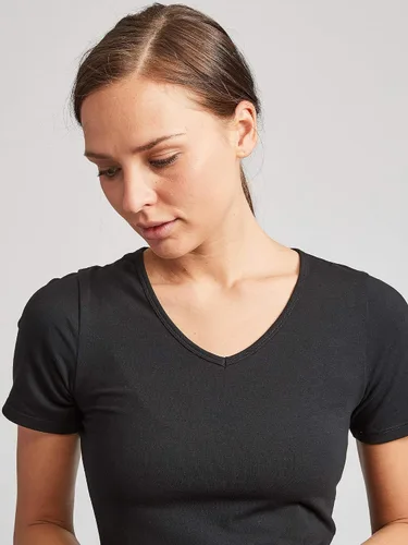 Vista 6 de Kalon - Paquete de 4 camisetas interiores con cuello en V para mujer 4PK Negro