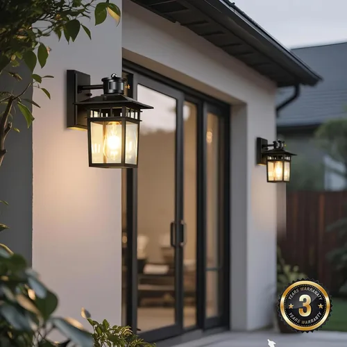 Vista 2 de Luces exteriores con sensor de movimiento para montaje en pared, lámpara exterior de anochecer a amanecer, aluminio impermeable antioxidante, luz