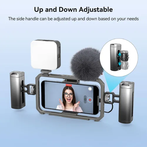 Vista 7 de SmallRig Mini mango lateral para jaula de teléfono, aparejo de video para teléfono inteligente con hilos de 1/4 a 20 hilos y zapata fría, ajustable
