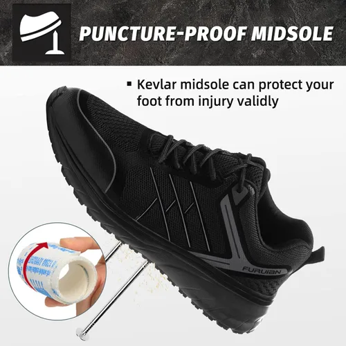 Vista 3 de Furuian Zapatos de punta de acero para mujer, ligeros, de seguridad, indestructibles, antideslizantes, zapatos utilitarios de trabajo