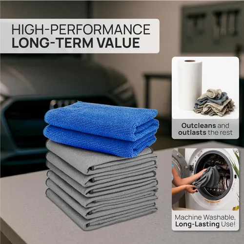 Vista 5 de Claro Glass Towels Detalles de Automóvil Paquete de 8 – Paño Limpiador de Parabrisas Sin Rayas Limpiador de Vidrio para Automóvil para Ventanas