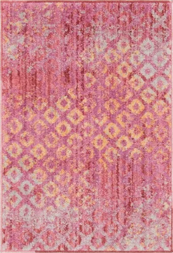 Vista 2 de Unique Loom Rainbow Collection - Alfombra geométrica abstracta moderna acuarela rosa (2 pies 2 pulgadas x 3 pies)