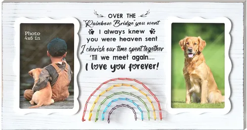 Vista 9 de EXQUIDECA Marco de Fotos Conmemorativo para Perros de 3.5 x 5 Pulgadas en Forma de Hueso Doble - Regalo de Condolencias por Fallecimiento de Mascota