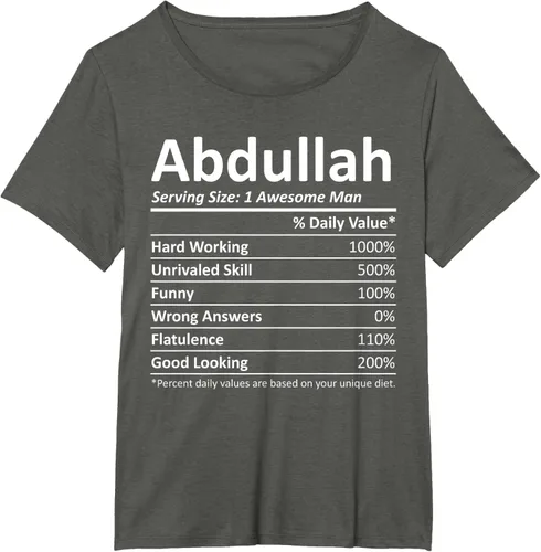 Vista 16 de ABDULLAH Nutrition Funny Birthday Personalizado Nombre Regalo T-Shirt Negro