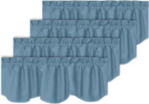 Vista 7 de Turquoize - Cenefa opaca para ventanas de cocina/baño/sala de estar/dormitorio con aislamiento térmico, cenefa festoneada con bolsillo para Aqua