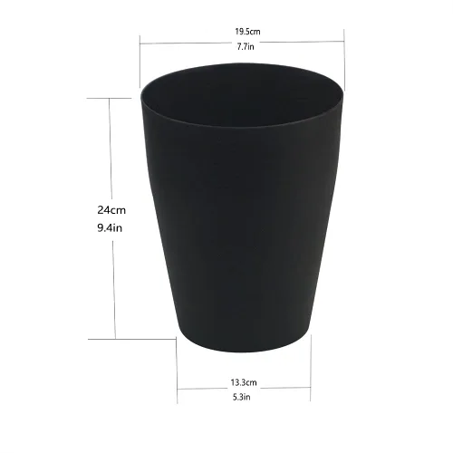 Vista 2 de Feisco Cubo de basura pequeño, redondo de plástico, para baño, dormitorio, cocina, oficina (negro, paquete de 1)