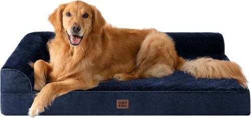 Vista 38 de EHEYCIGA - Cama ortopédica para perros de tamaño mediano, cama de espuma viscoelástica para perros, color beige Small Dog Sofa with Washable