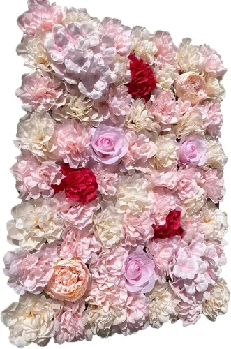 Vista 8 de 20 paneles de pared de flores artificiales, telón de fondo floral de 24 x 16 pulgadas, decoración de pared de flores, panel de pared de flores