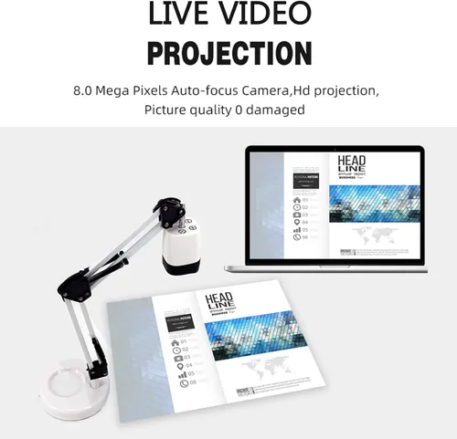 Vista 3 de Cámara de documentos para profesores, 8mp con enfoque automático y luz suplementaria LED, excelente para educación a distancia y conferencias web