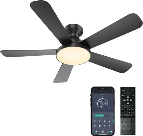 Vista 15 de Ventiladores de techo con luces, ventilador de techo empotrado de perfil Marrón