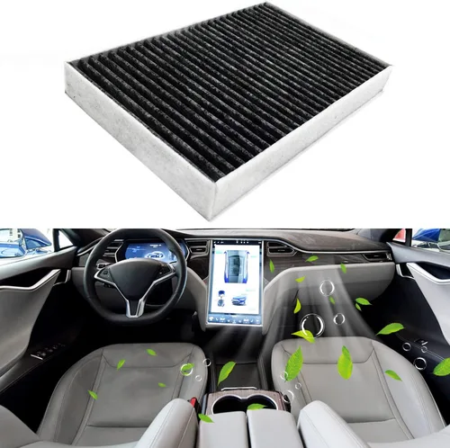Vista 8 de Filtro de aire de cabina para Tesla Model S con carbón activado 2016+ Model S Fit 21072736-00-A 1072736-00-B (2016+ carbón activado)