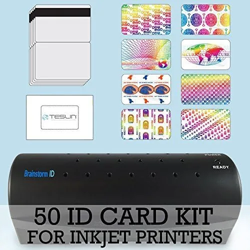 Vista 2 de Kit de 10 tarjetas de identificación – Laminadora, Teslin de inyección de tinta, bolsas de mariposa y hologramas – Haz tarjetas de identificación