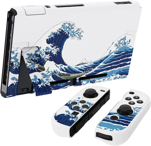 Vista 5 de PlayVital Funda acoplable mejorada para Nintendo Switch, funda protectora ergonómica para Nintendo Switch, protector separable carcasa dura