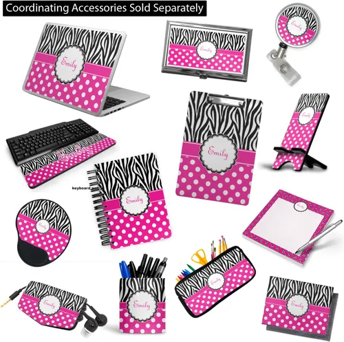 Vista 4 de Carpeta personalizada de 3 anillas con estampado de cebra y lunares, 2 pulgadas