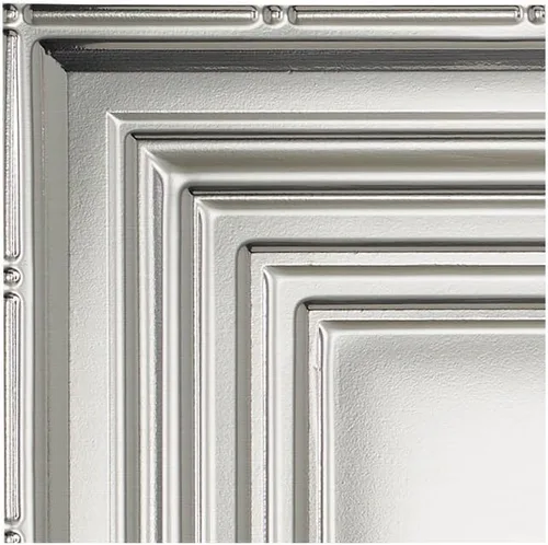 Vista 12 de FASÄDE Panel de techo decorativo de vinilo decorativo de 2 x 4 pies de estilo tradicional / patrón 3 en aluminio cepillado (paquete de 5)