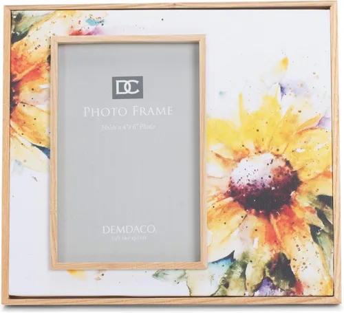 Vista 5 de DEMDACO Dean Crouser - Arte de pared con flores amarillas de girasol para fotos de 4 x 6 pulgadas en marco de madera y lienzo de 8.75 x 7.75 pulgadas