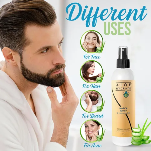 Vista 8 de NaPCA - Spray hidratante facial y corporal. Spray facial hidratante de PCA y aloe vera de sodio, sensación ligera, refresca, calma, restaura