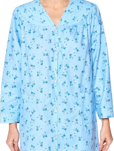 Vista 5 de Casual Nights Vestido de franela de manga larga con botones florales para mujer