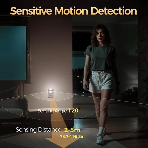 Vista 3 de LED Night Lights Plug Into Wall, Motion Sensor Foldable 2 Pack Night Light with Dusk to Dawn Sensor, 2000K/3000K/5000K Adjustable Brightness for