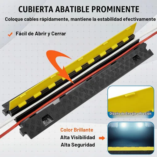 Vista 5 de VEVOR Rampa Protectora de Cables, 2 Canales, Capacidad de 22000 libras/eje, Cubierta Resistente de Cables de Alambre de TPU, Protector de Manguera