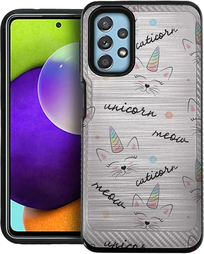 Vista 10 de CasesOnDeck - Funda de doble capa compatible con Samsung Galaxy A32 5G y A32 [armadura cepillada] Carcasa de dos piezas de metal cepillado