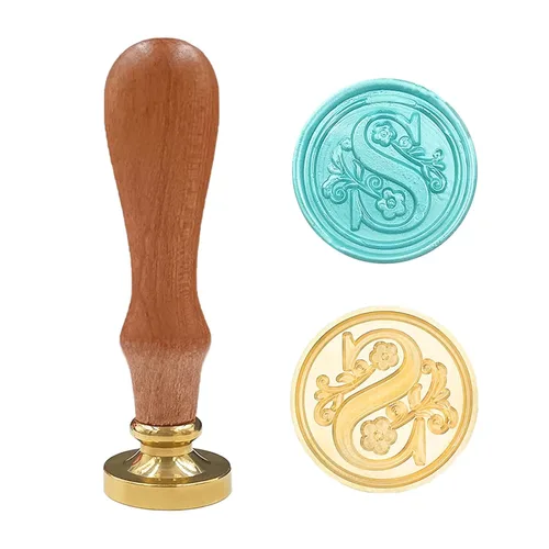 Vista 19 de Sello medieval tradicional de cera del alfabeto, con cabeza de latón, con mango de madera, para tarjetas, sobres, regalo (letra A)