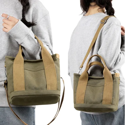 Vista 2 de Wxnow Bolsas de mensajero de lona para mujer, bolso cruzado de hombro